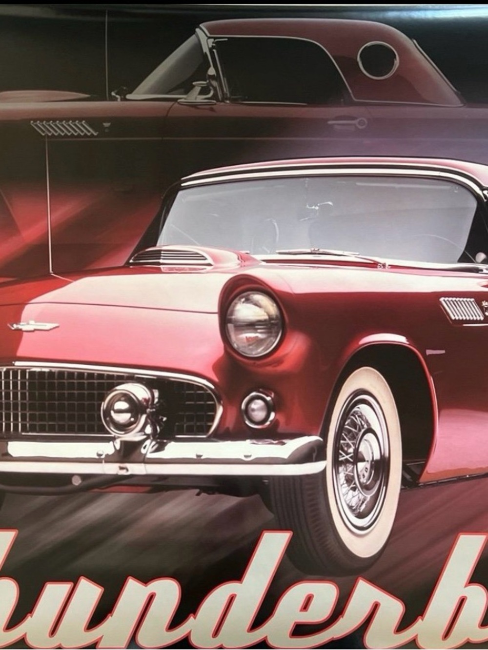 Classic Red Thunderbird Car Wall Art Poster Aprox Size 24x36 Inches